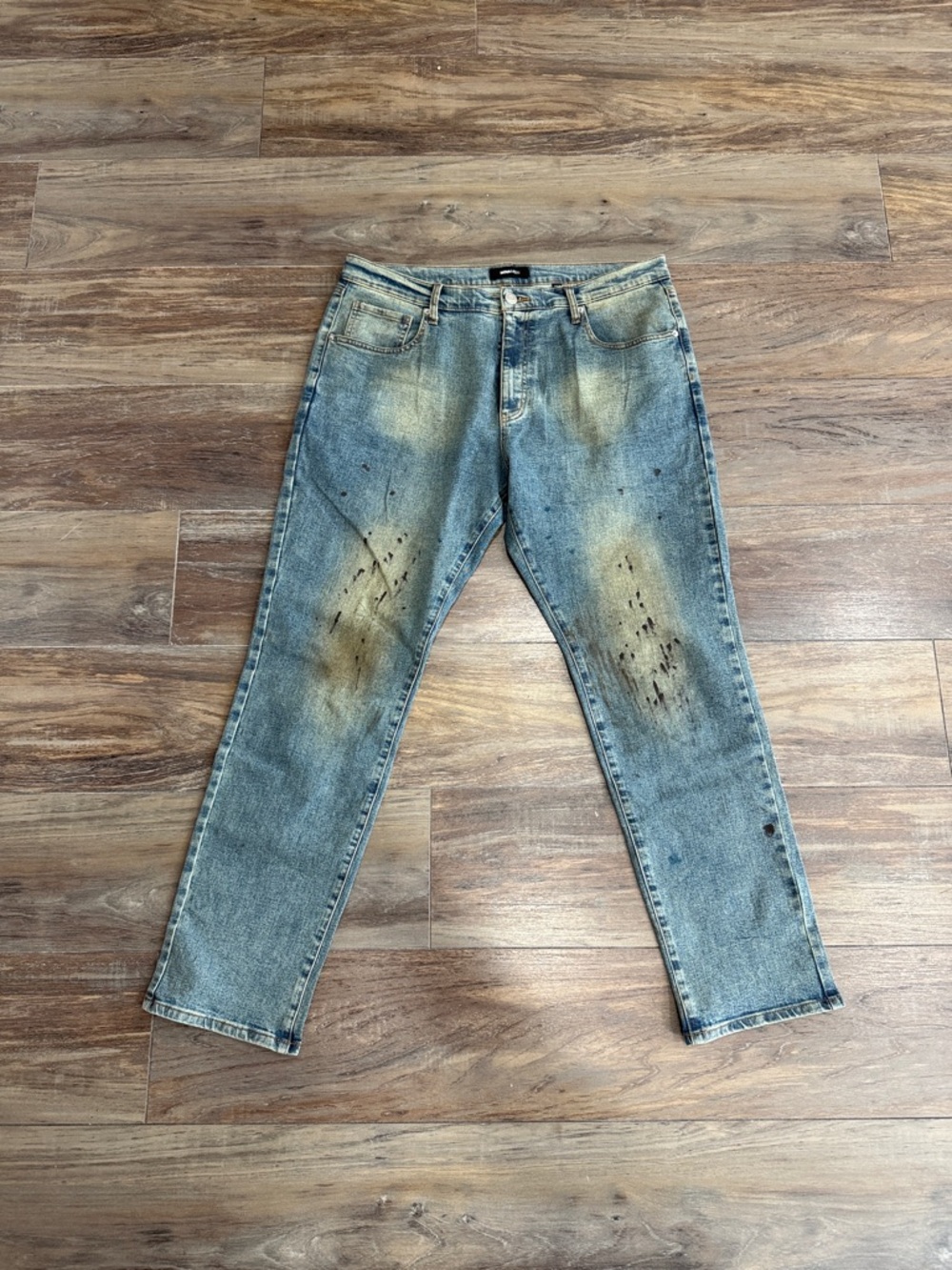Fashion Nova Slim Men's Light Blue Washed Straight-Leg Jeans